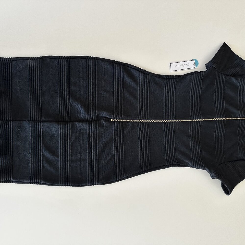 New With Tags Premier Amour Black Dress Zipper V Neck Size 4 Small - Picture 2 of 9